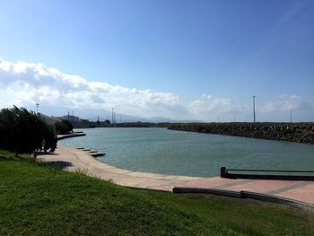 Scenic view of lake against sky