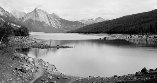 Scenic view of lake and mountains