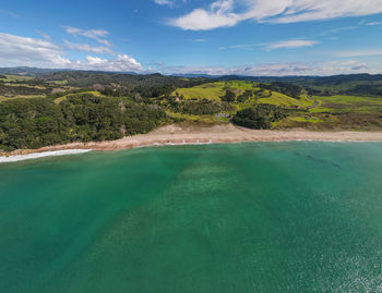 High angle view of sea against sky