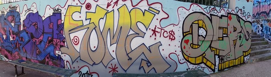 Close-up of graffiti on city