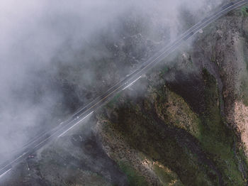 High angle view of road by mountain