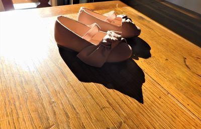 High angle view of piano on table