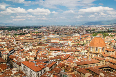 High angle view of cityscape against sky