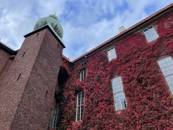 Low angle view of old building against sky