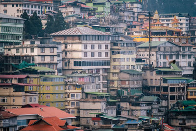 Full frame shot of residential buildings in city