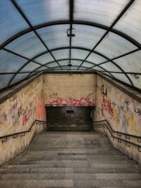 Graffiti on staircase of abandoned building