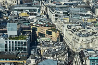 High angle view of buildings in city