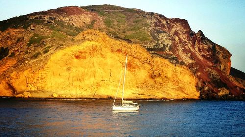 Scenic view of boat in sea