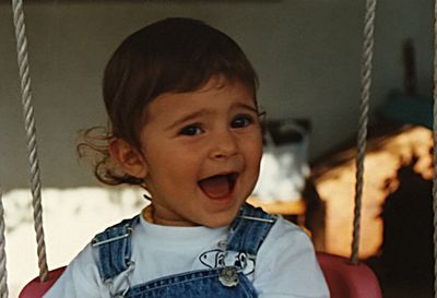 Close-up of cute baby at home