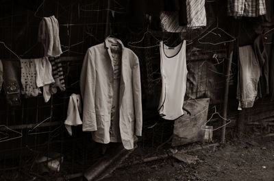 Clothes drying on display at store