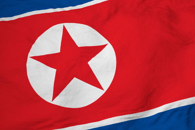Close-up of flag against red wall