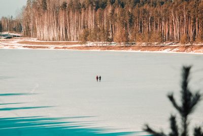 Scenic view of frozen lake during winter