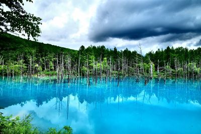 Panoramic view of lake against sky