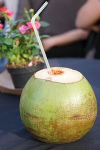 Drinking coconut water