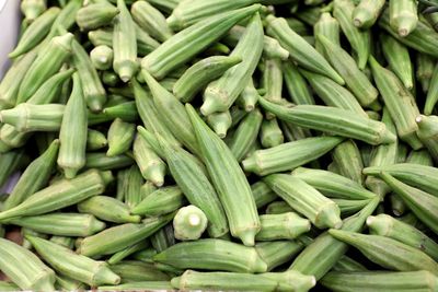 Full frame shot of okra for sale at market stall