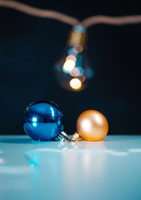 Close-up of crystal ball on table