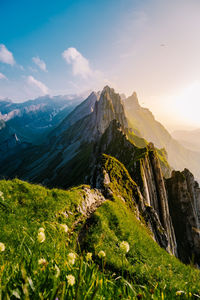 Scenic view of mountains against sky