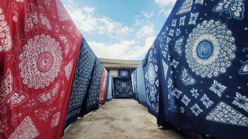 Linen hanging on rope outdoors