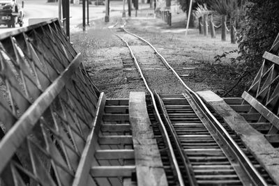 High angle view of railroad tracks