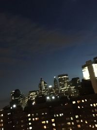 Illuminated buildings at night