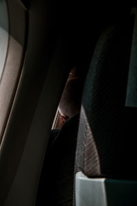 High angle view of man in bus