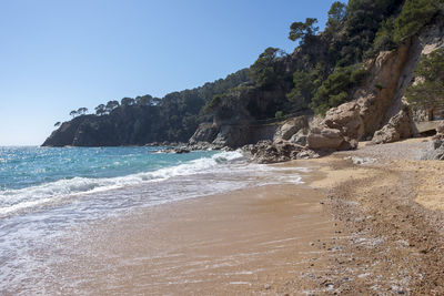 Scenic view of sea against clear sky