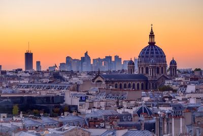 View of cityscape at sunset