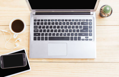 Directly above shot of laptop on table