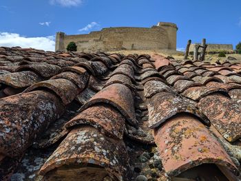 Low angle view of old building against sky