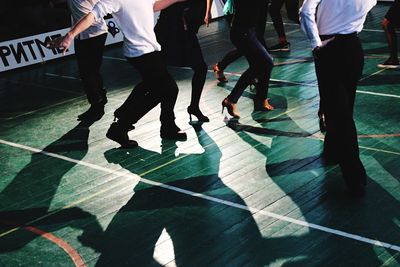 Low section view of people dancing