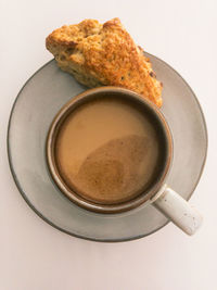 High angle view of coffee on table