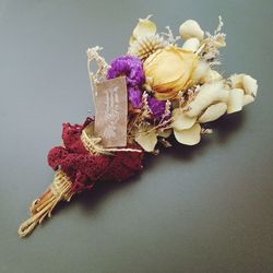 High angle view of wilted flower on table