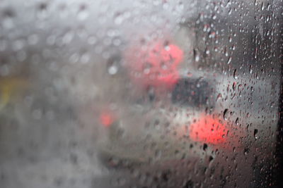 Close-up of rain drops on glass