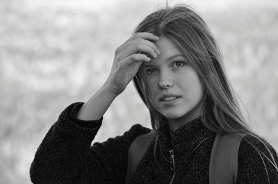 Portrait of teenage girl with long hair