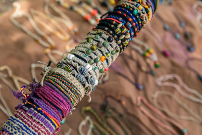 Close-up of multi colored decoration for sale in market