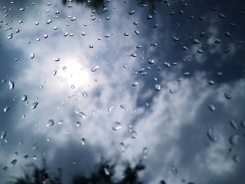 Full frame shot of raindrops on window