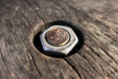 Close-up of wood on table