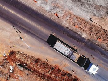 High angle view of abandoned bus