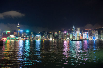 Illuminated city at night