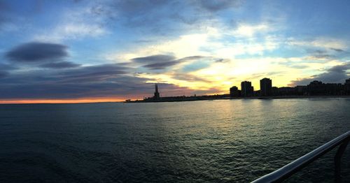 Scenic view of sea at sunset