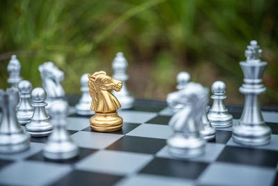 Close-up of chess pieces