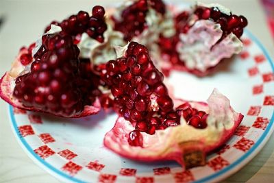 Close-up of served food in plate
