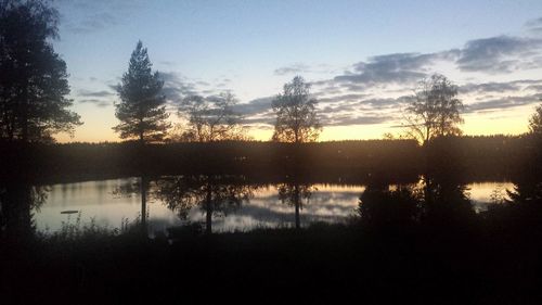 Scenic view of calm lake at sunset