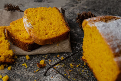 Close-up of yellow cake