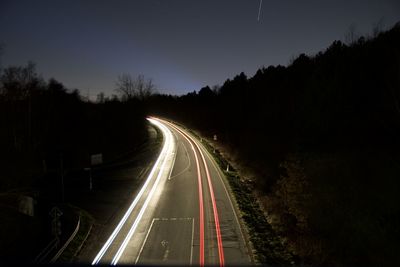 Light trails on highway at night