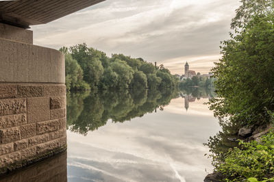 Reflection of buildings in water