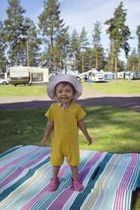 Toddler girl looking at camera