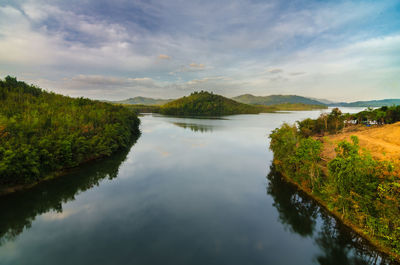 Scenic view of lake against sky