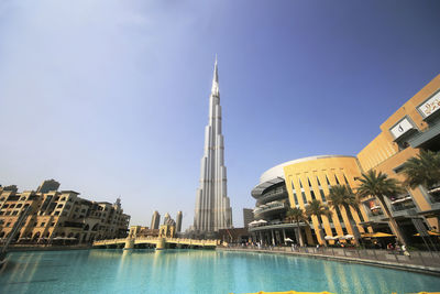 Low angle view of city against sky