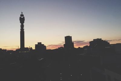 View of cityscape at sunset